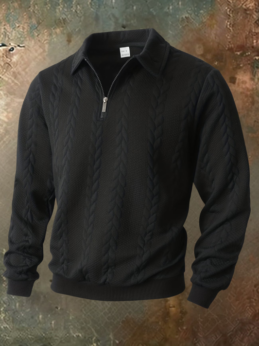 Julian pull demi-zip torsadé noir