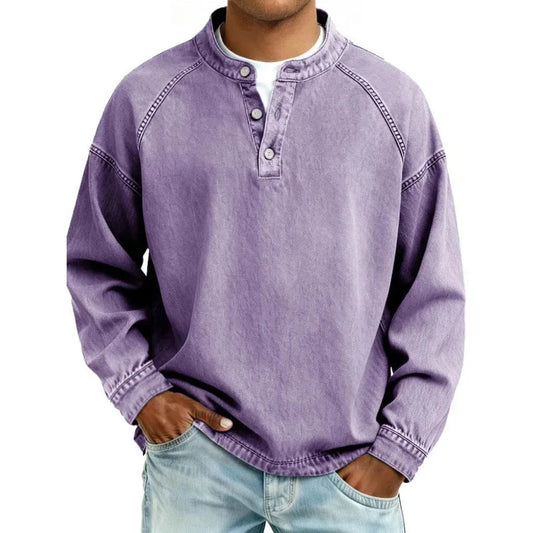 Stanley chemise henley en denim vintage violet