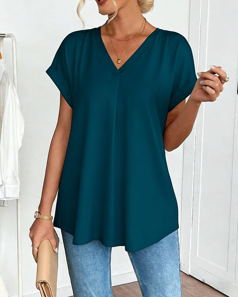 T-shirt manches courtes uni patchwork