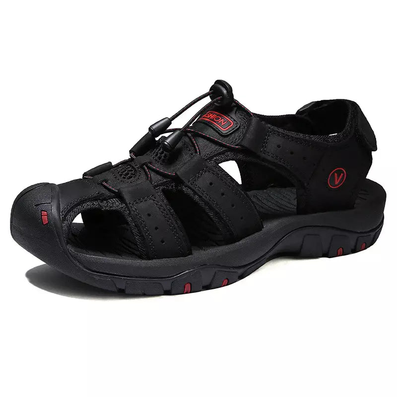 Sandales Danoir Paris™ noires à velcro, semelle tout-terrain antidérapante