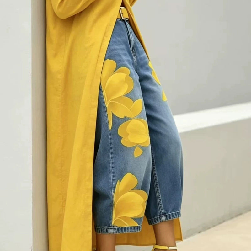Capucine | Jean large à imprimé floral