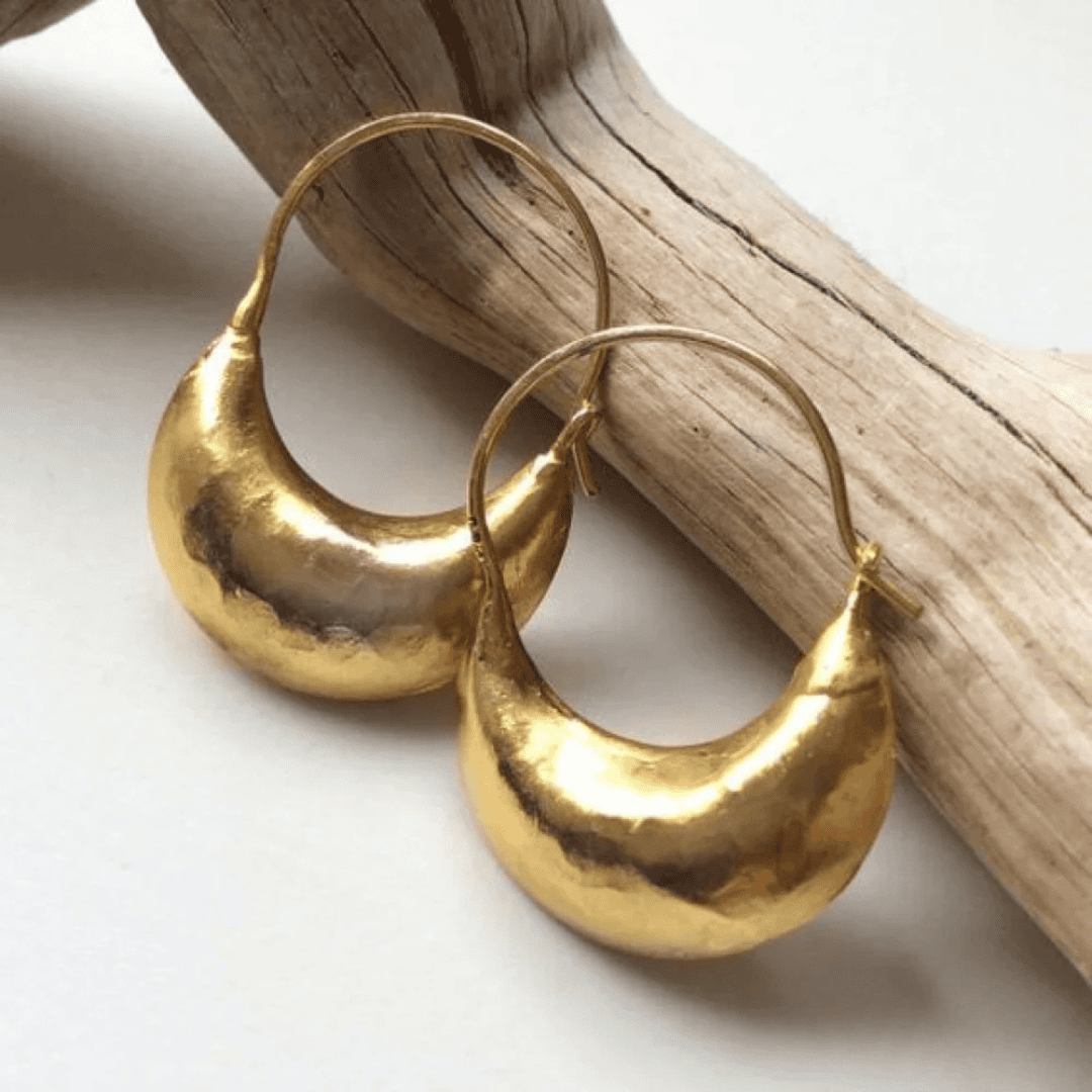 Boucles d’oreilles créoles dorées épaisses, forme arrondie effet vintage