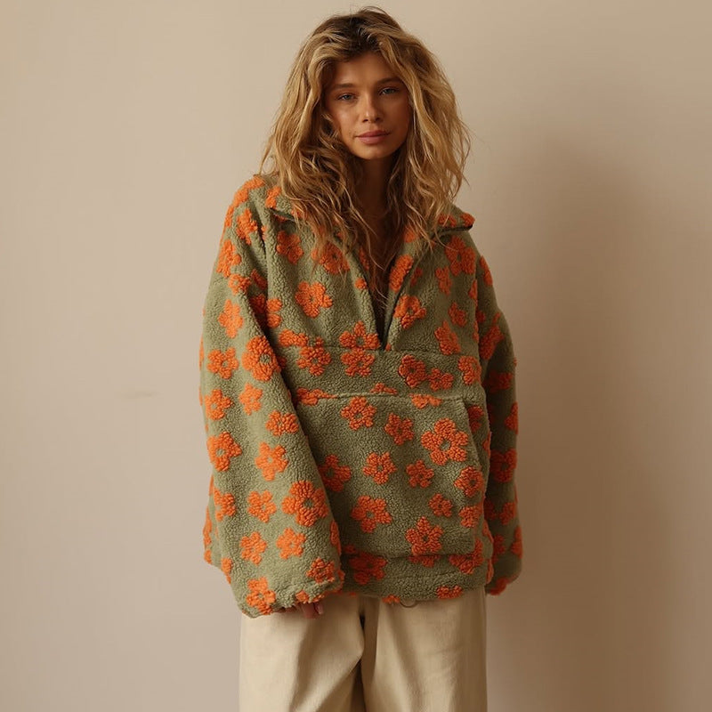 Maisy - Pull oversize fleuri doux