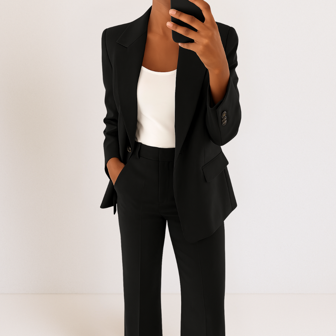 Costume deux pièces noir : veste blazer et pantalon assorti
