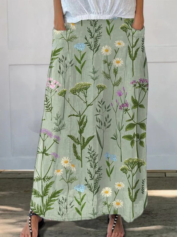 Gerlin™ | Jupe imprimée à motif champ de printemps enrichi et poches