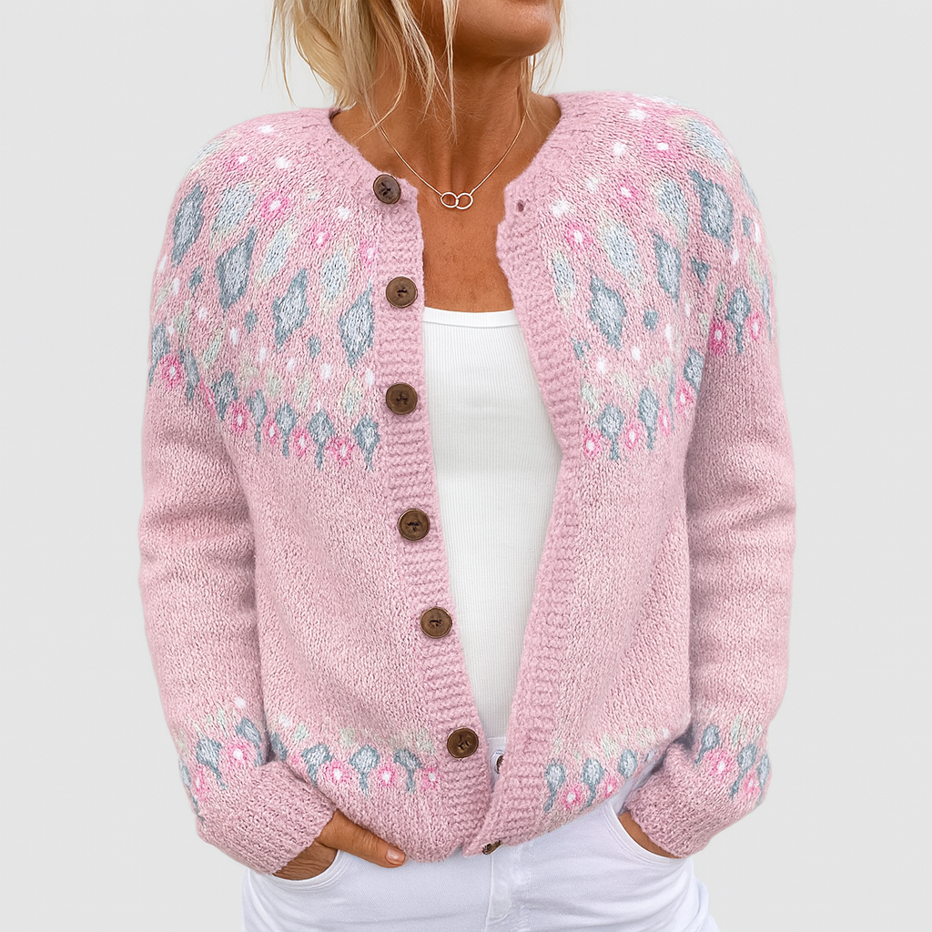 Elva - Cardigan Tricoté Ample avec Motif