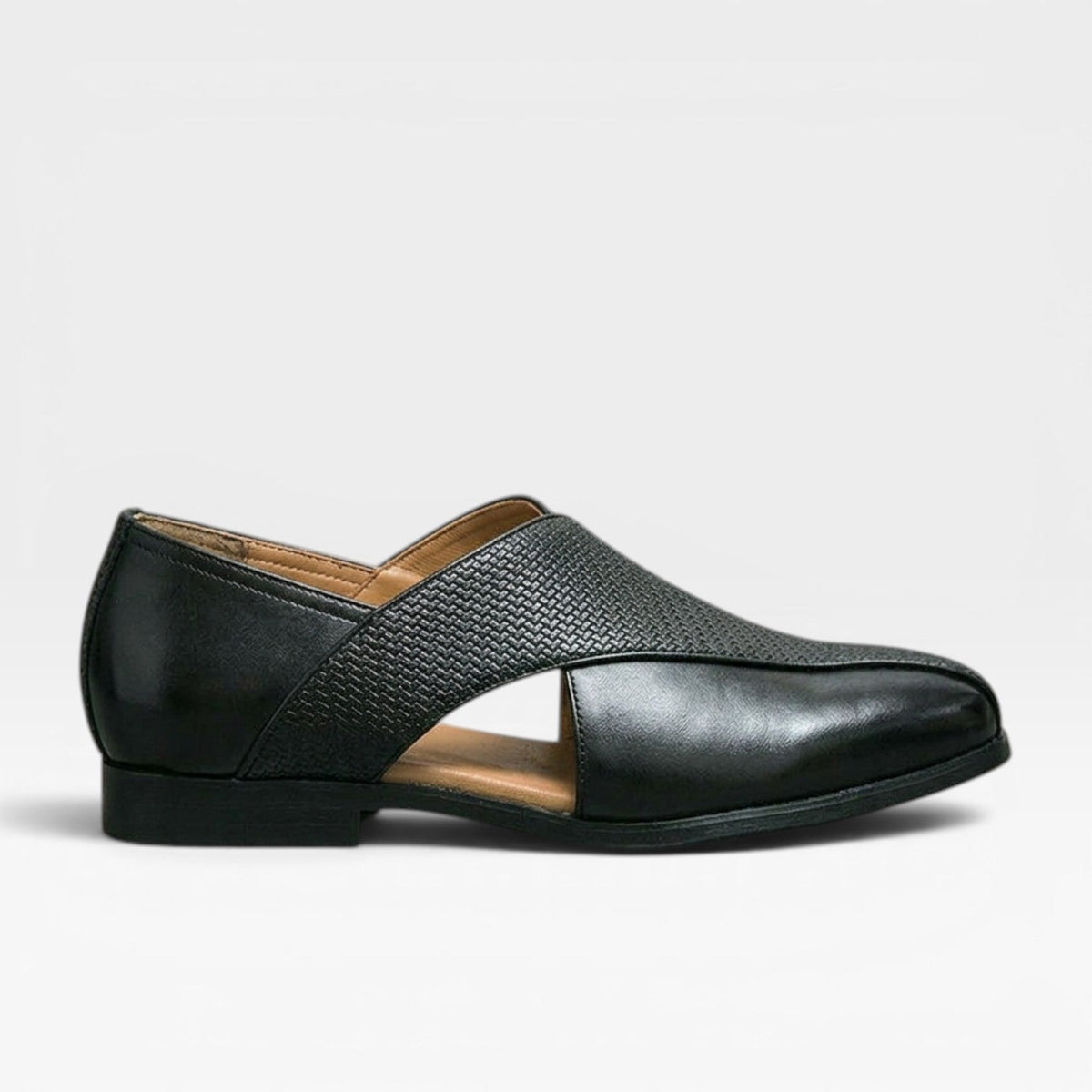Mocassins en cuir véritable pour hommes – Chaussures habillées classiques à enfiler avec bride croisée