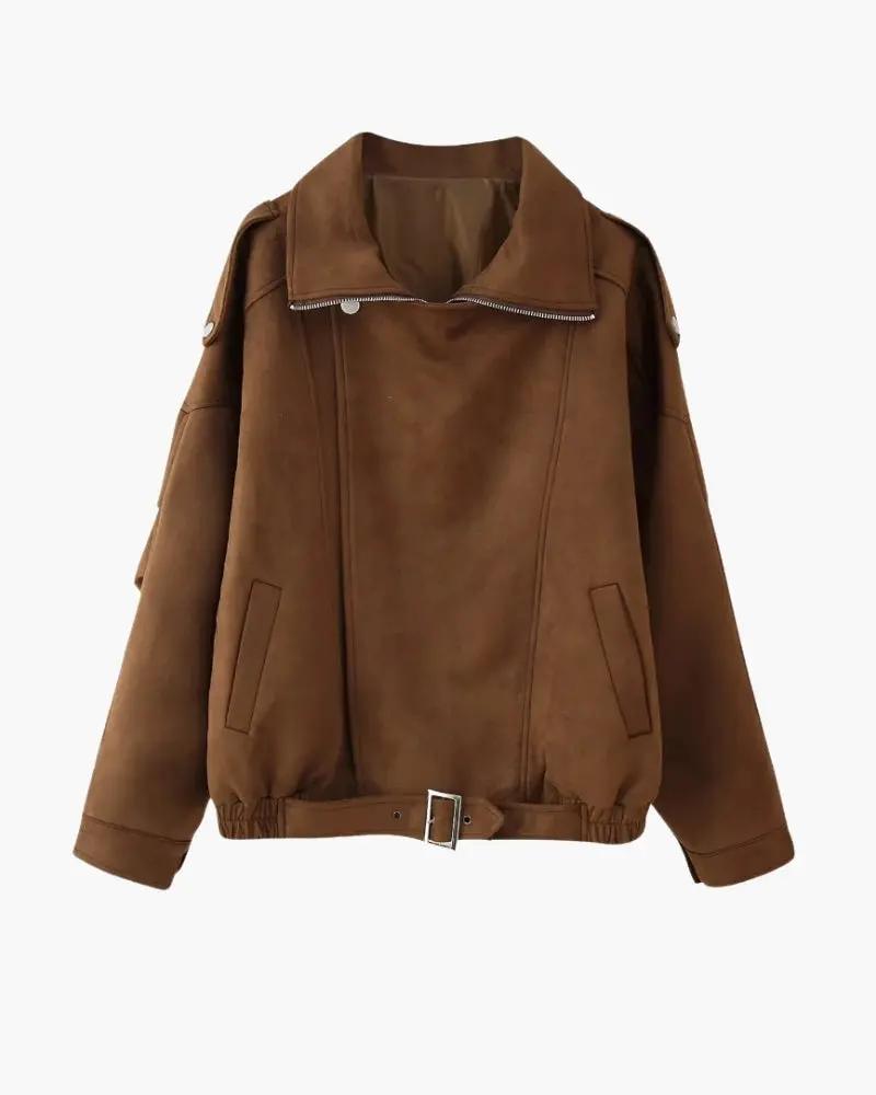 veste drapée en daim vintage