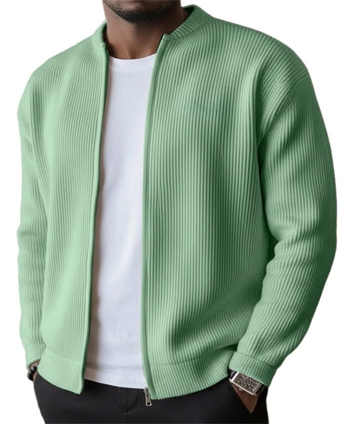 Gaspard cardigan zippé côtelé – Menthe