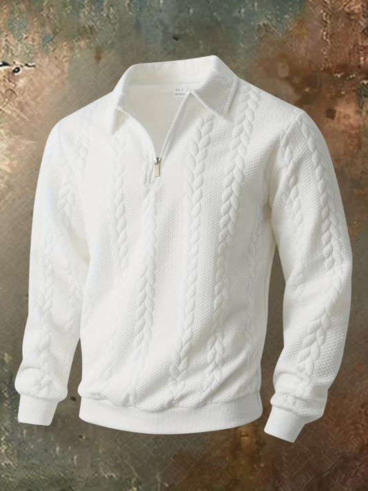 Julian pull demi-zip torsadé blanc