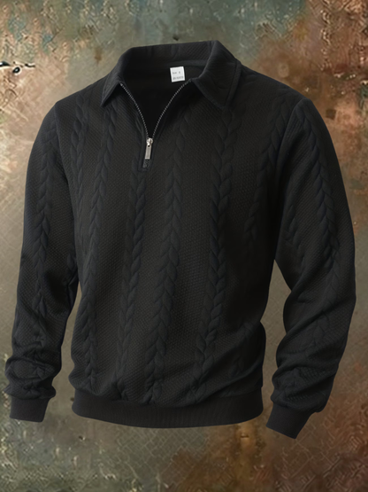 Julian pull demi-zip torsadé noir
