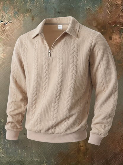 Julian pull demi-zip torsadé beige