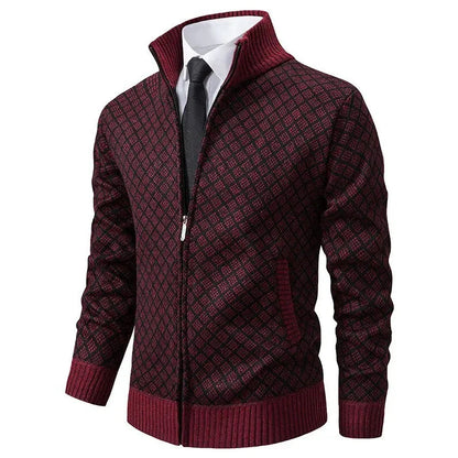 Antoine cardigan zippé à motifs géométriques, bordeaux