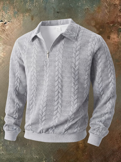 Julian pull demi-zip torsadé gris clair
