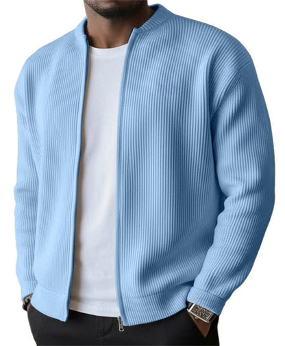 Gaspard cardigan zippé côtelé – Bleu