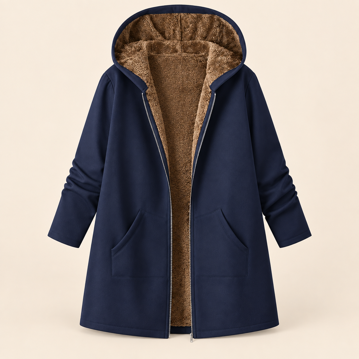Solange | Manteau Sherpa Bleu Marine