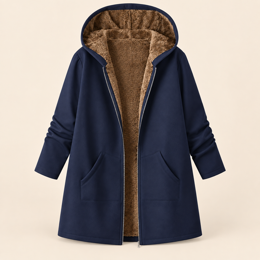 Solange | Manteau Sherpa Bleu Marine