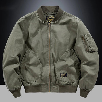 Blouson bomber vintage Sauveur vert kaki, fermeture zippée, poches poitrine et patch