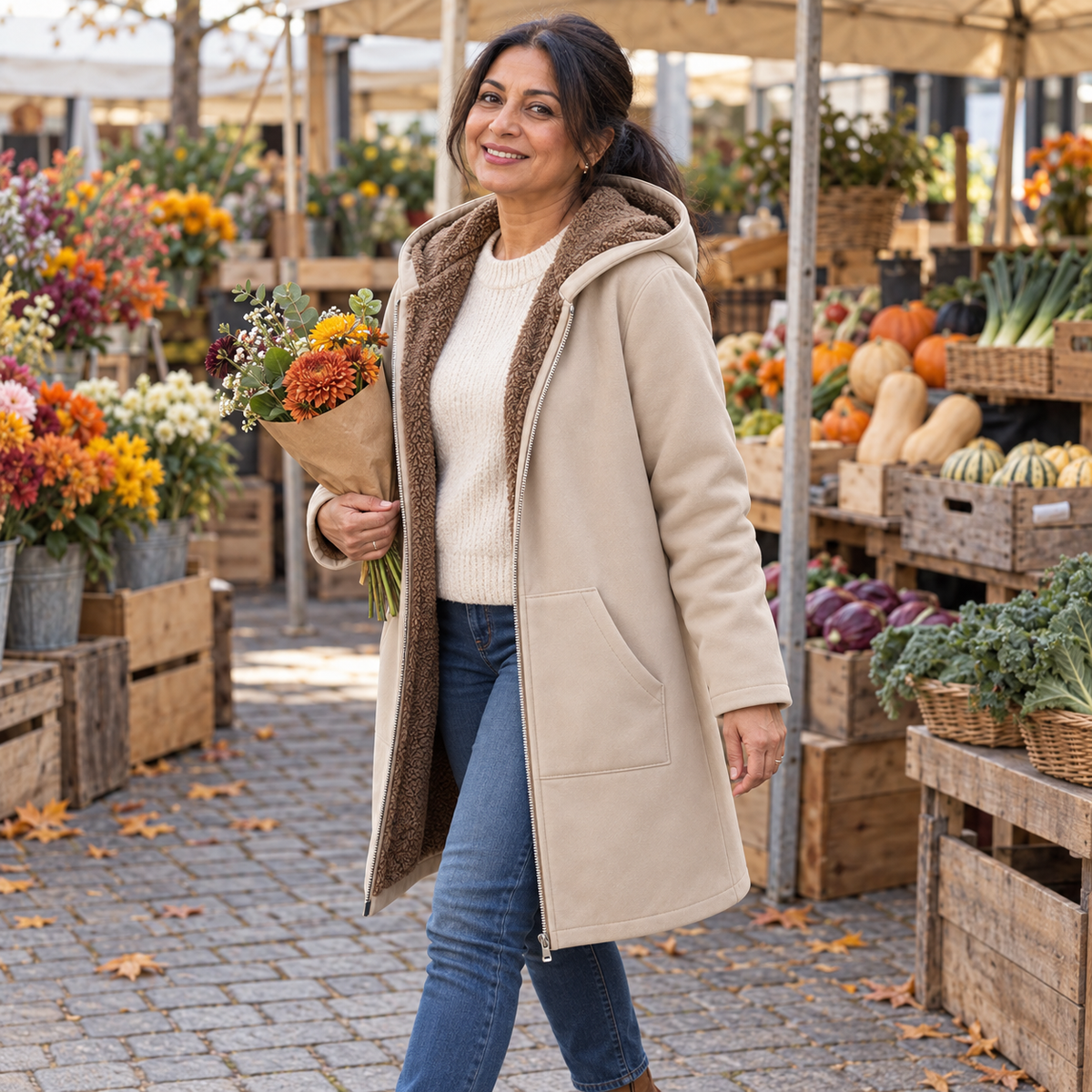 Solange | Manteau Sherpa Bleu Marine