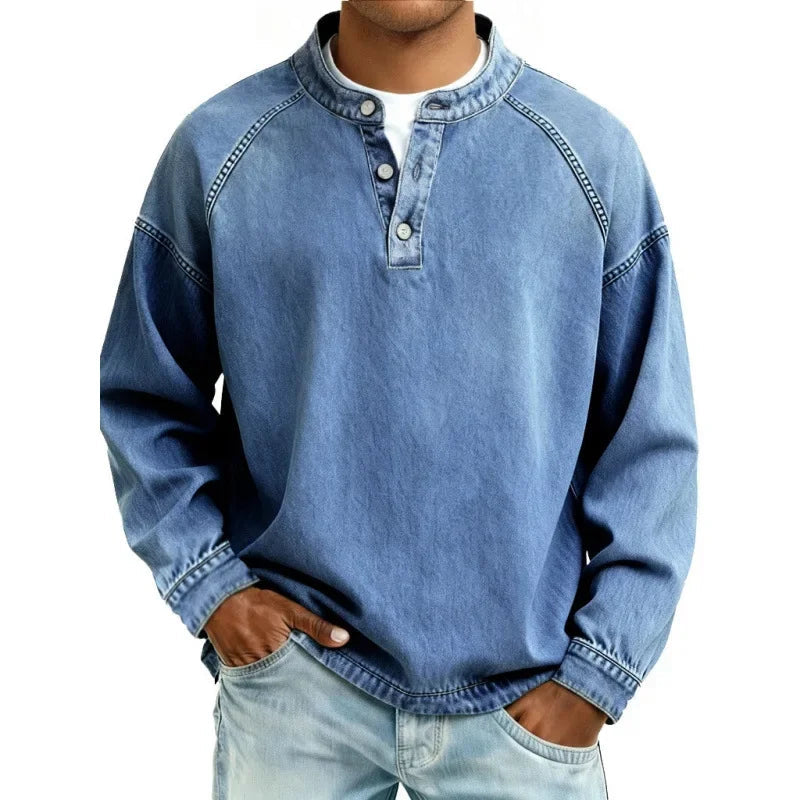 Stanley chemise henley en denim vintage bleu ciel