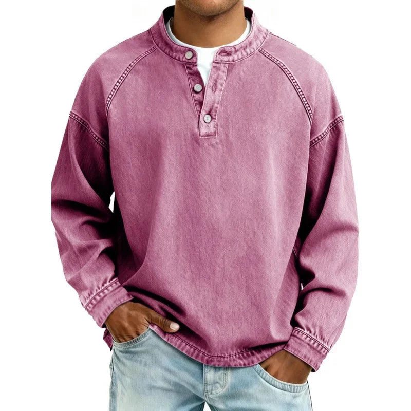 Stanley chemise henley en denim vintage rose