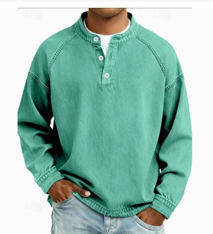 Stanley chemise henley en denim vintage vert