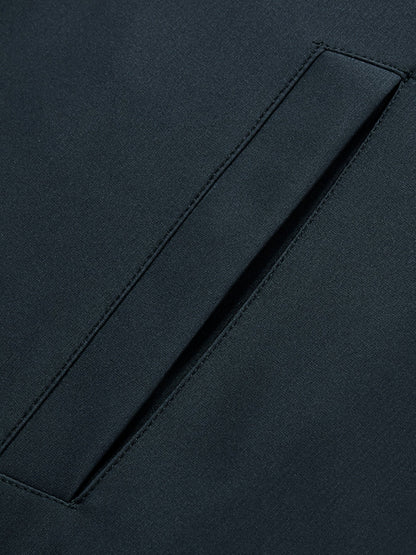 Veste homme marine à col revers et fermeture éclair, bord et couture visibles