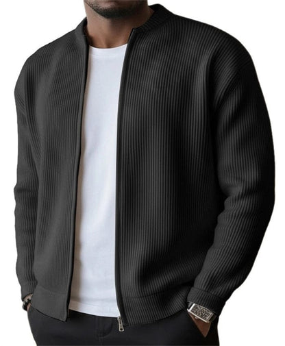 Gaspard cardigan zippé côtelé – Noir