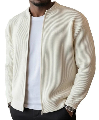 Gaspard cardigan zippé côtelé – Crème