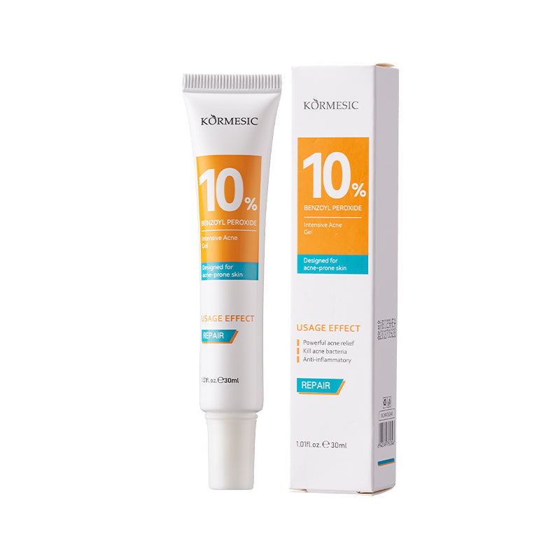 Gel anti-acné au peroxyde de benzoyle 10% en tube et étui, 30 ml