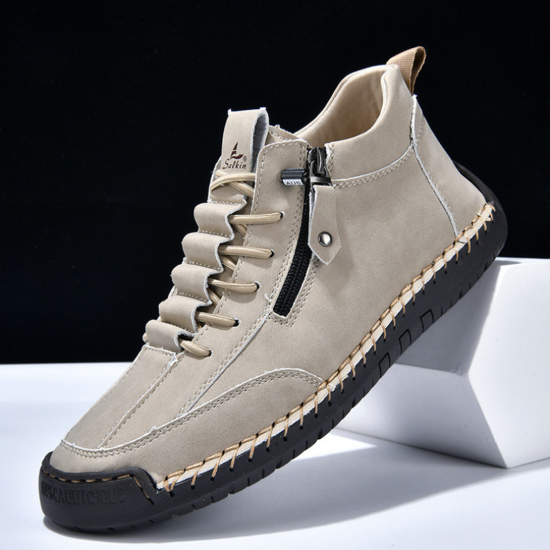 Chaussures homme Danoir Paris™ nubuck sable zippées, lacets, semelle profilée