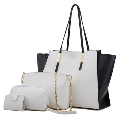 Ensemble de sacs cabas blanc et noir avec pochettes et bandoulière à chaîne