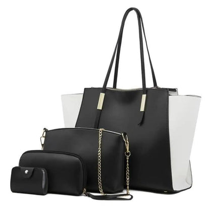 Ensemble de sacs cabas noir avec pochettes et bandoulière à chaîne dorée