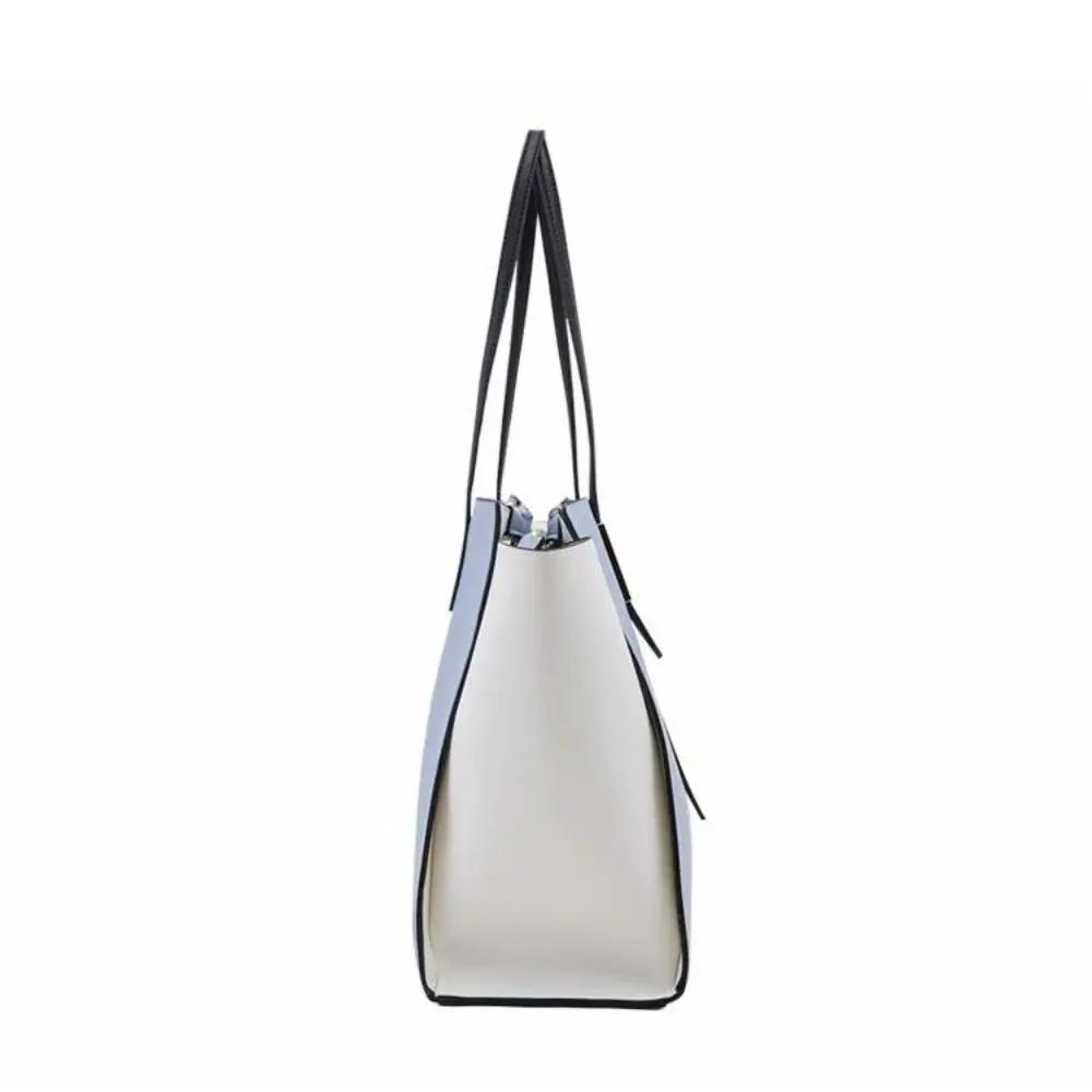 Sac cabas blanc avec anses noires et fermeture type zip