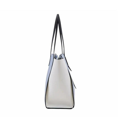 Sac cabas blanc avec anses noires et fermeture type zip