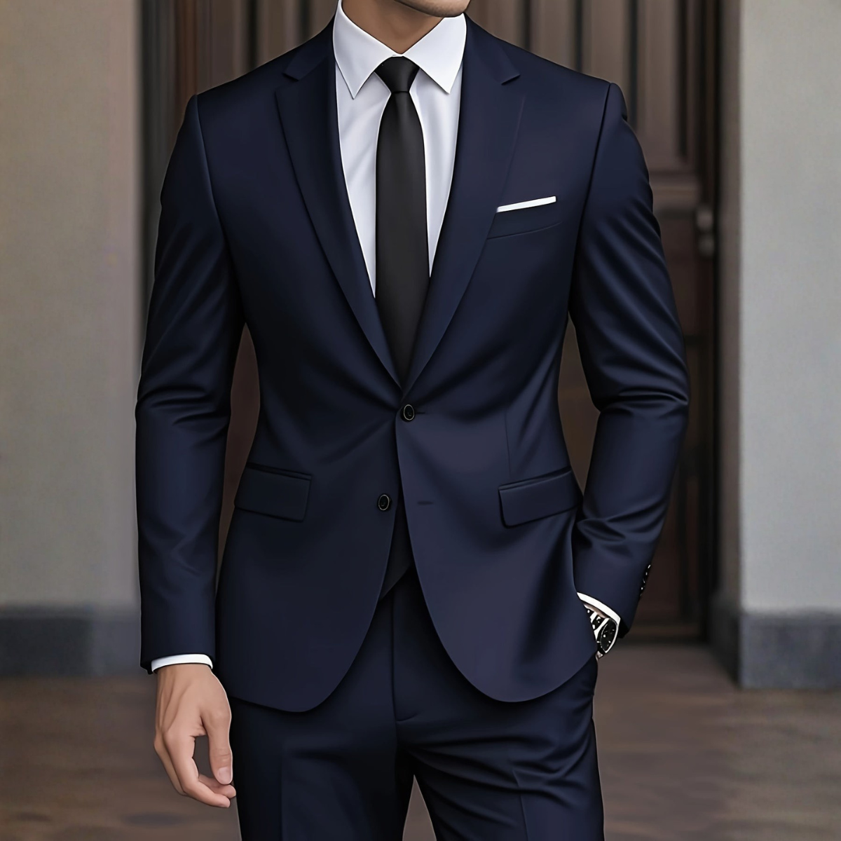 Veste de costume Danoir Paris™ bleu marine, coupe cintrée, poche sur poitrine.