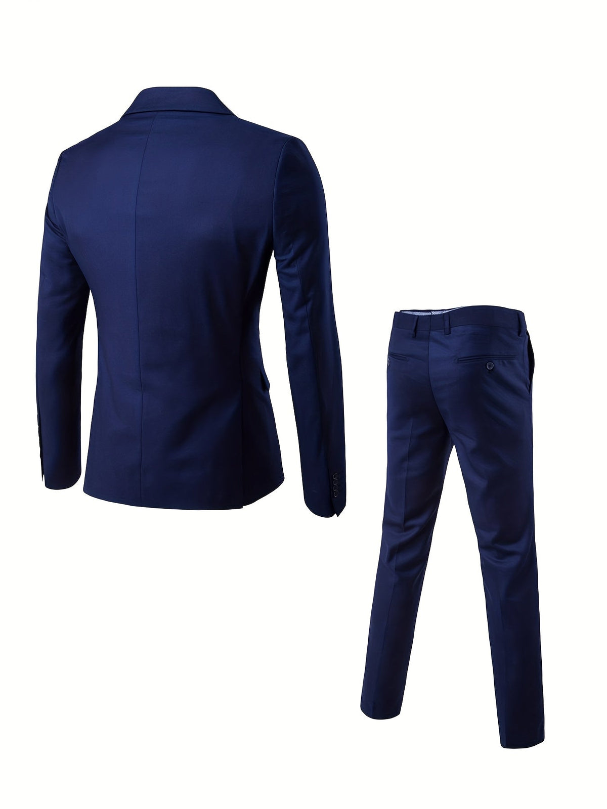Costume moderne pour homme bleu marine : veste dos et pantalon assortis