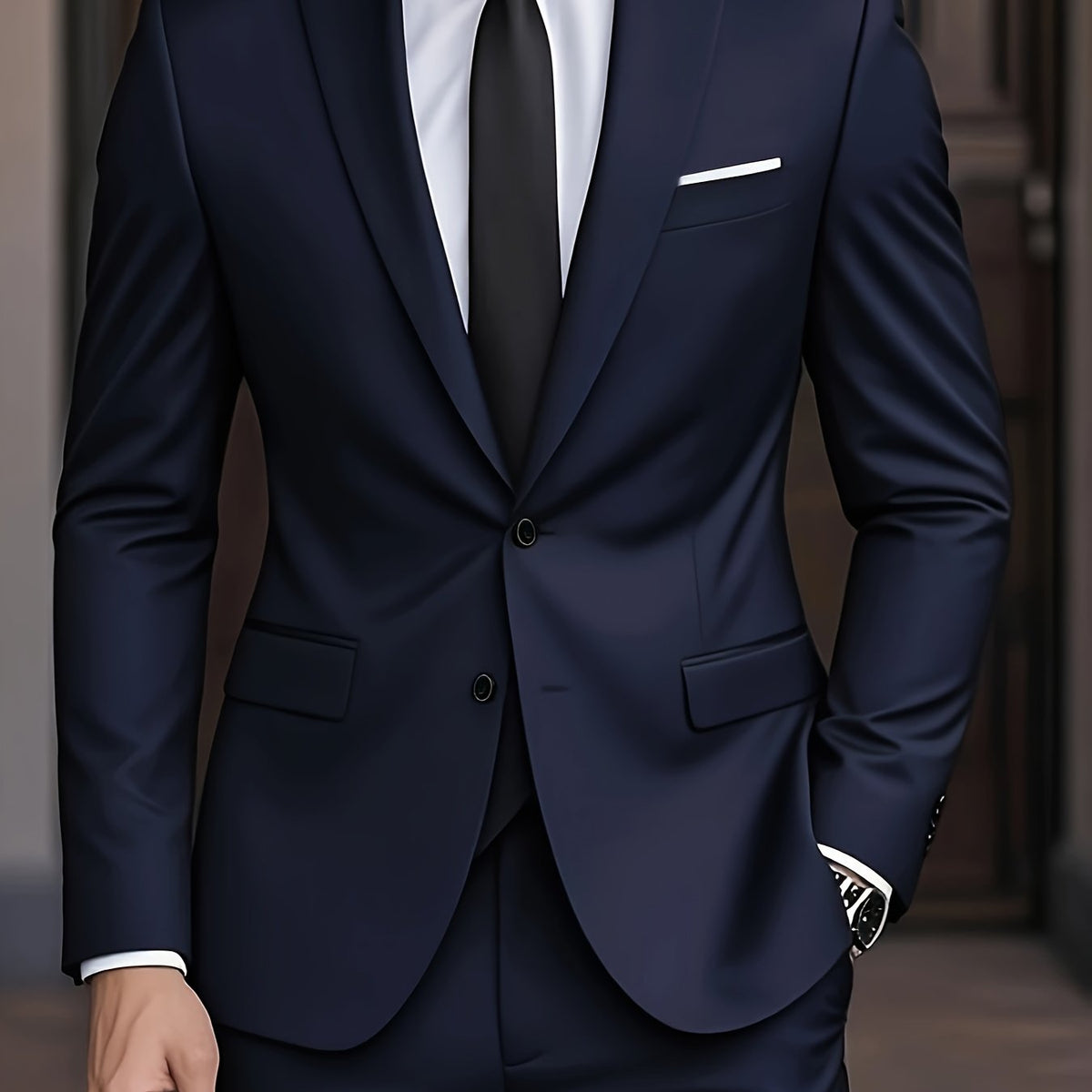 Veste de costume Danoir Paris™ bleu marine, revers crantés, poche poitrine droite.
