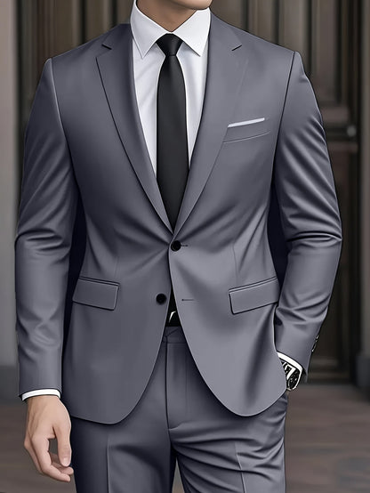 Veste de costume Danoir Paris™ gris, col cranté, poche plaquée et boutonnière.