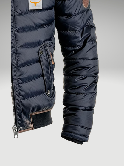 Veste matelassée Danoir Paris™ bleu marine, poche zippée, poignets côtelés