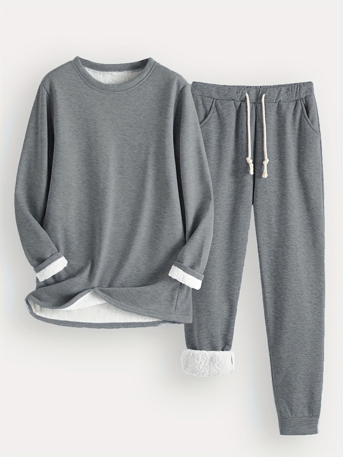 Ensemble de détente gris foncé : sweat manches longues et pantalon jogging à cordon.