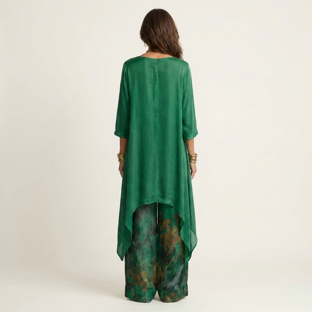 Cariola | Ensemble deux pièces en coton et soie avec tunique asymétrique