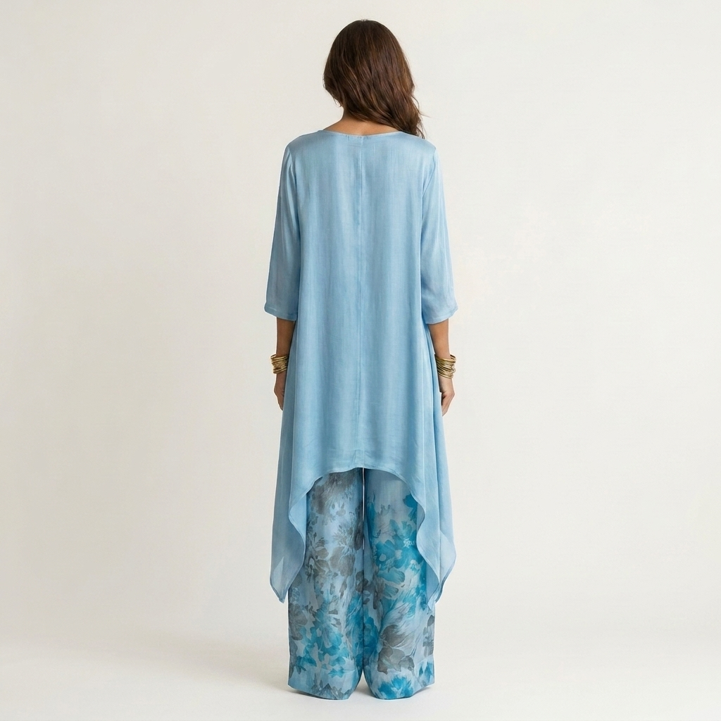 Cariola | Ensemble deux pièces en coton et soie avec tunique asymétrique