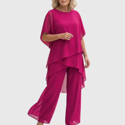 Ensemble palazzo rouge : haut ample superposé et pantalon fluide à jambe large