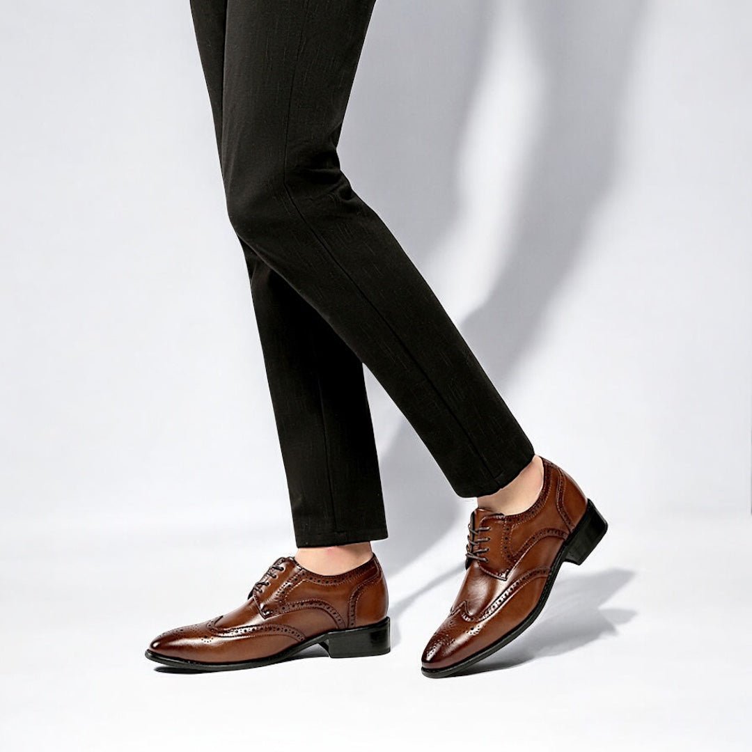 Chaussures habillées homme brunes à lacets, bout verni