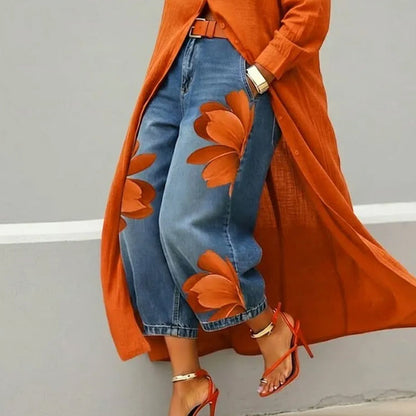 Capucine | Jean large à imprimé floral