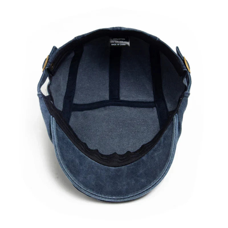 Casquette Bloom™ vintage bleue, vue intérieure avec sangle et surpiqûres