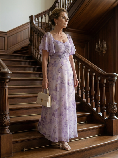 Vaelis | Robe Midi à Manches Flutter
