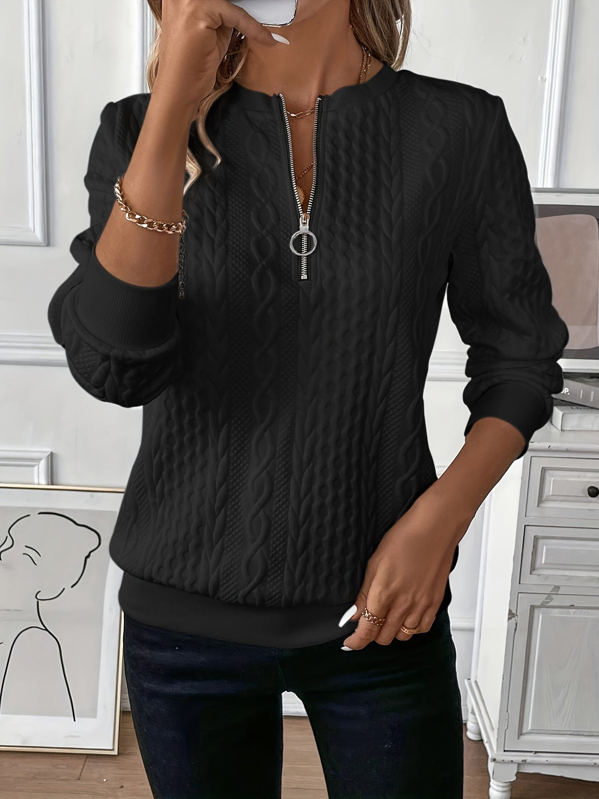 Amelie - Pull Zippé Décontracté