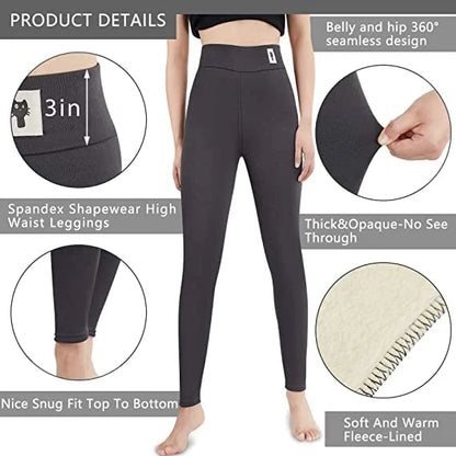 Legging d’hiver noir à taille haute, couture 360, doublure polaire, opaque.